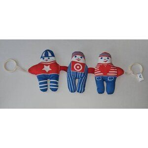 VTG 1977 Johnson & Johnson Playpath Plush Rattle Crinkle Squeaker Rings Baby Toy